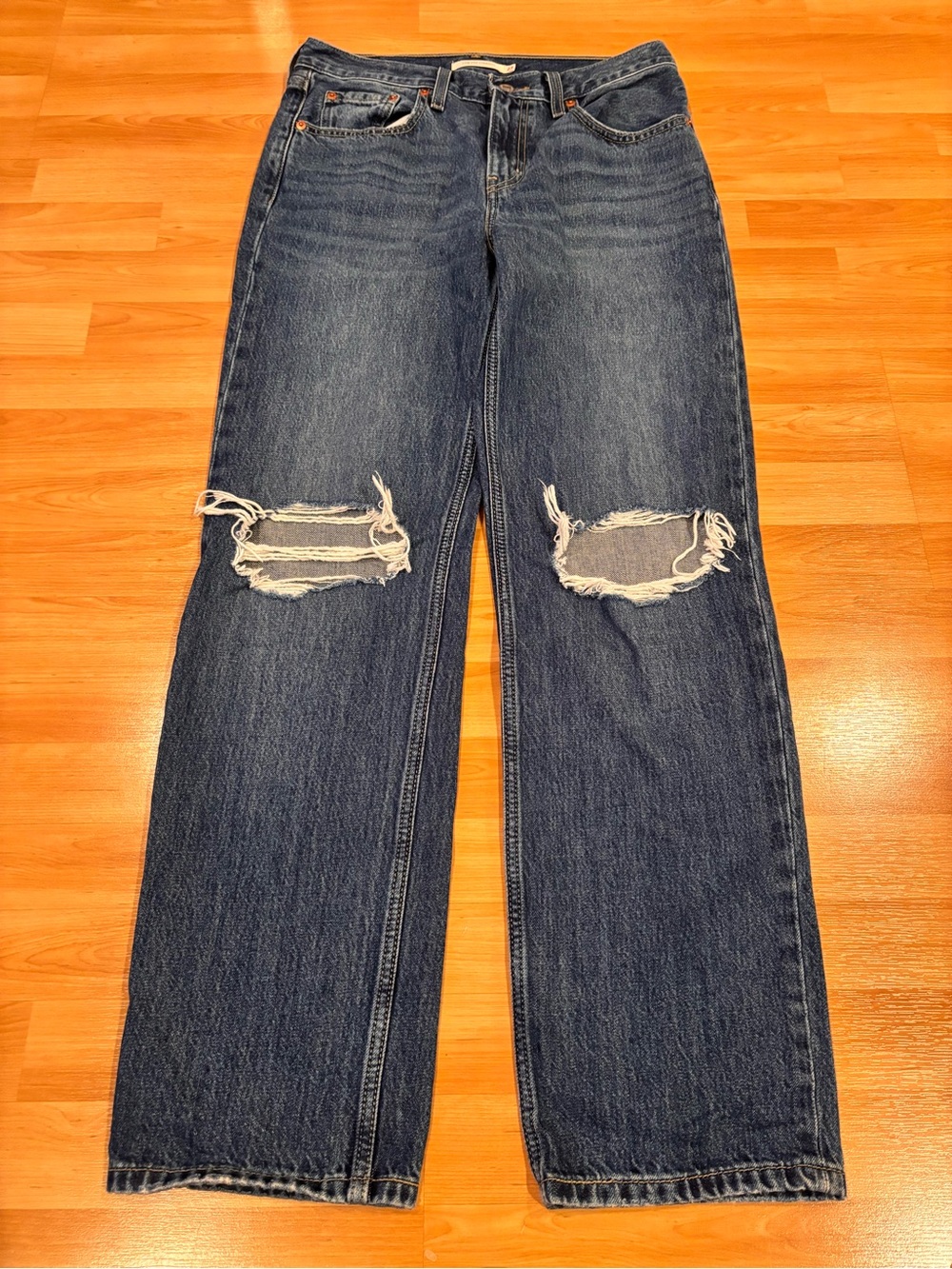 Levis Low Pro Straight Distressed Jeans